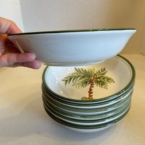 Gibson Designs PALM COURT GIDPAC Cereal Bowl Green Palm Tree Green - Set of 4